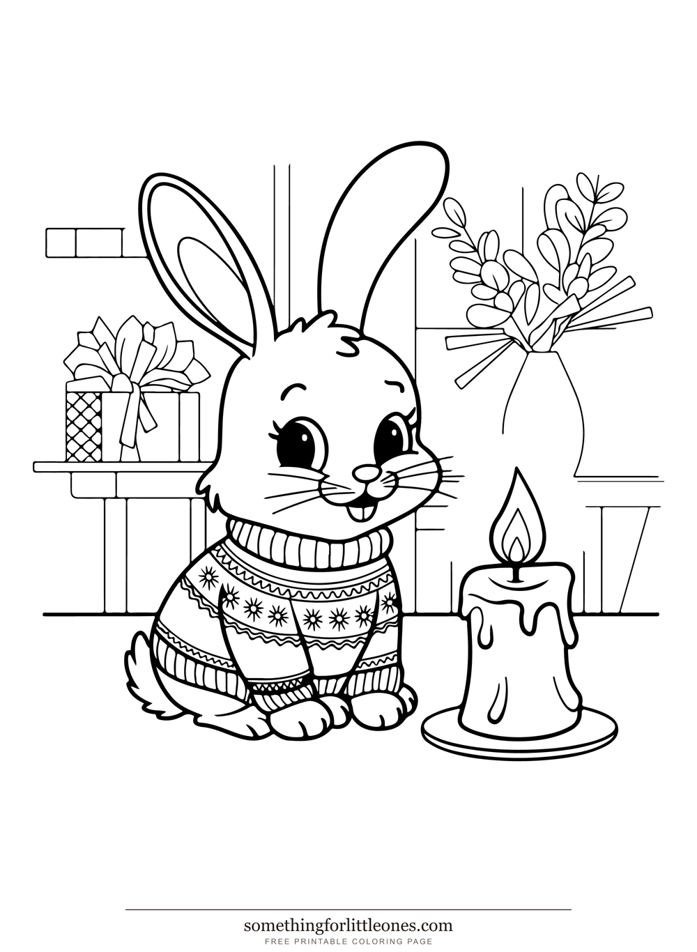 Bunny and Carrots Coloring Page | Something for Little Ones